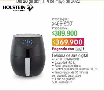 Jumbo Holstein freidora de aire digital ref. hh-09202007b 4.5 l oferta