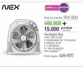 Jumbo Nex ventilador box ref. vbx1210w oferta