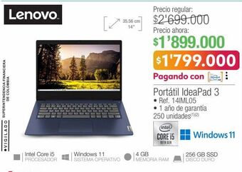 Lenovo portátil ideapad 3 • ref. 14iml05