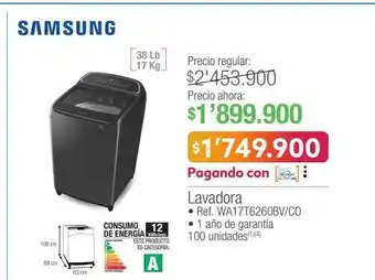 Jumbo Samsung lavadora ref. wa17t6260bv/co 17kg oferta
