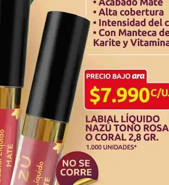 Ara Labial liquido nazu tono rosa oferta