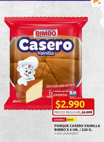 Ara Ponqué casero vainilla bimbo x 6 un oferta