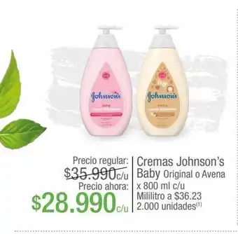 Jumbo Cremas johnson's baby original o avena x 800ml oferta