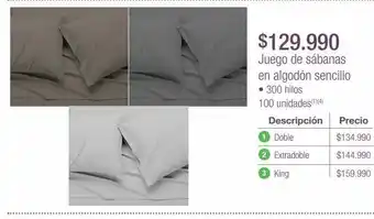 Jumbo Juego de sábanas en algodón sencillo oferta