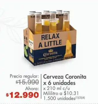 Metro Cerveza coronita x 6 unidades x 210 ml c/u oferta