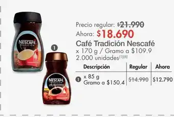 Metro Café tradición nescafé x 170 g oferta