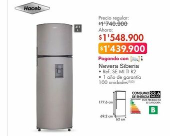Metro Nevera siberia haceb oferta