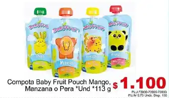 Belalcazar Compota Baby Fruit Pouch Mango, Manzana o Pera 113g oferta