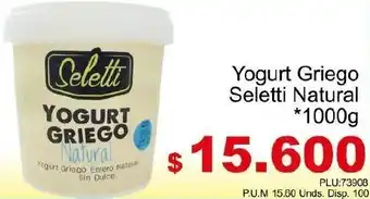 Belalcazar Yogurt Griego Seletti Natural 1000g oferta