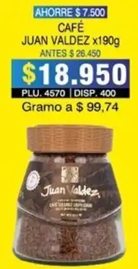Surtifamiliar Café Juan Valdez 190g oferta