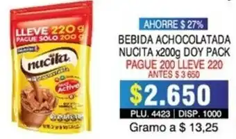 Surtifamiliar Bebida Achocolatada Nucita 200g oferta