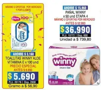 Surtifamiliar Pañal Winny Etapa 4 x 50 und oferta