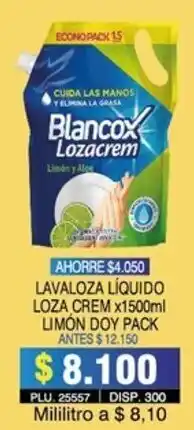 Surtifamiliar Lavaloza Líquido Lozacrem 1500ml oferta