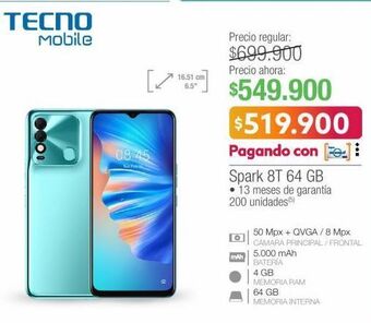 Jumbo Tecno spark 8t 64 gb oferta