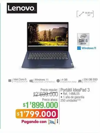 Jumbo Lenovo portátil ideapad 3 ref. 14iml05 oferta