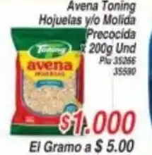 La Gran Colombia Avena Toning Hojuelas y/o Molida Precocida x 200g Und oferta