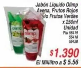 La Gran Colombia Jabon Liquido Olimp Avena, Frutos Rojos y/o Frutos Verdes x 250 ml oferta