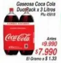 La Gran Colombia Gaseosa Coca Cola Duo Pack x 3 Litros oferta
