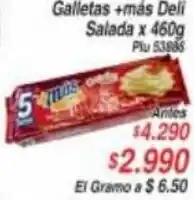 La Gran Colombia Galletas +mas Deli Salada x 460g oferta