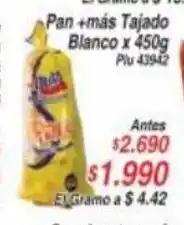 La Gran Colombia Pan +mas Tajado Blanco x 450g oferta