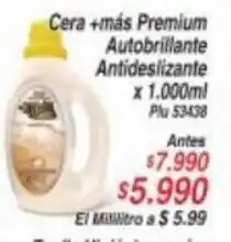 La Gran Colombia Cera +mas Premium Autobrillante Antideslizante x 1000ml oferta