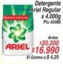 La Gran Colombia Detergente Ariel Regular x 4000g oferta