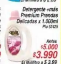 La Gran Colombia Detergente +mas Premium Prendas Delicadas x 1000 ml oferta