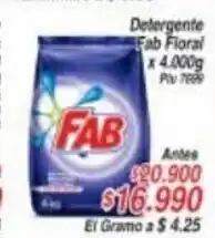 La Gran Colombia Detergente Fab Floral x 4000g oferta