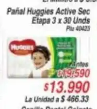 La Gran Colombia Pañal Huggies Active Sec Etapa 3x 30 Unds oferta