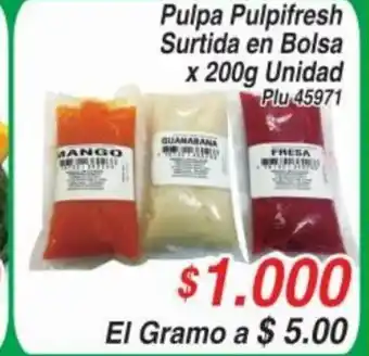La Gran Colombia Pulpa Pulpifresh Surtida en Bolsa x 200g Unidad oferta