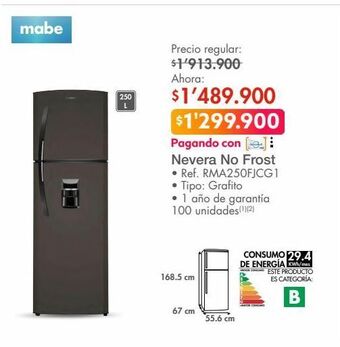 Metro Nevera mabe oferta
