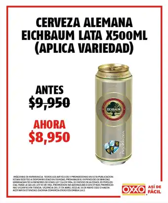 Oxxo Cerveza Alemana Eichbaum Lata x 500 ml (Aplica Variedad) oferta