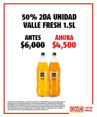 Oxxo 50 % 2DA Unidad Valle Fresh 1.5L oferta