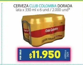 Colsubsidio Cerveza club colombia dorada lata x 330 ml x 6 und oferta
