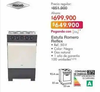Metro Estufa romero reflex haceb oferta