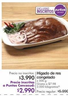 Metro Hígado de res congelado x 500 g oferta
