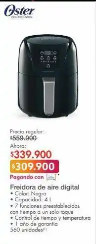 Metro Freidora de aire digital oster oferta