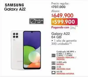 Metro Galaxy a22 64 gb samsung oferta