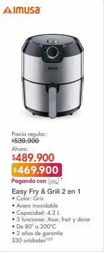 Metro Easy fry & grill 2 en 1 imusa oferta