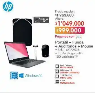 Metro Computador portátil + funda + audífonos + mouse hp oferta