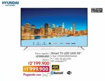Metro Smart tv led uhd 58'' hyundai oferta
