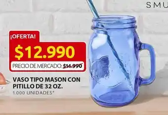 Ara Vasos tipo mason con pitillo de 32 oz oferta