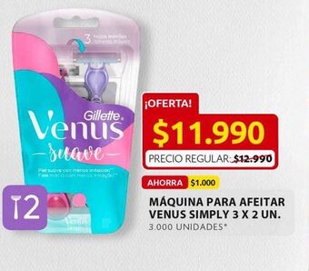 Ara Máquina de afeitar venus simply 3 x 2un oferta