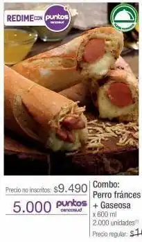 Jumbo Combo: perro fránces + gaseosa x 600 ml oferta