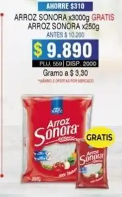 Surtifamiliar Arroz Sonora x 3000g Gratis Arroz Sonora x 250g oferta
