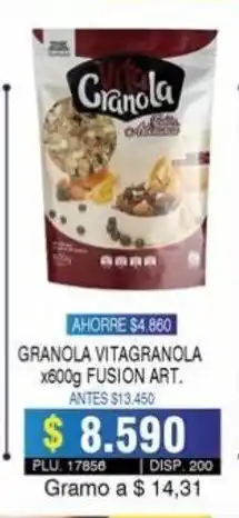 Surtifamiliar Granola Vitagranola x 600g Fusion art oferta