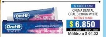 Surtifamiliar Crema Dental Oral B x 107ml White oferta