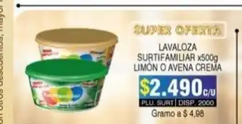 Surtifamiliar Lavaloza Surtifamiliar x 500g Limon o Avena Crema oferta
