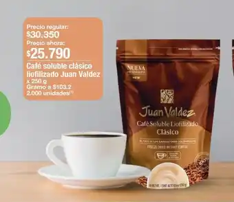 Jumbo Café soluble clásico liofilizado juan valdez x 250 g oferta
