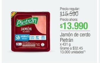 Jumbo Jamón de cerdo pietrán x 431 g oferta